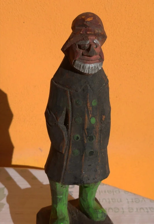 Scultura in Legno Vintage Pescatore
