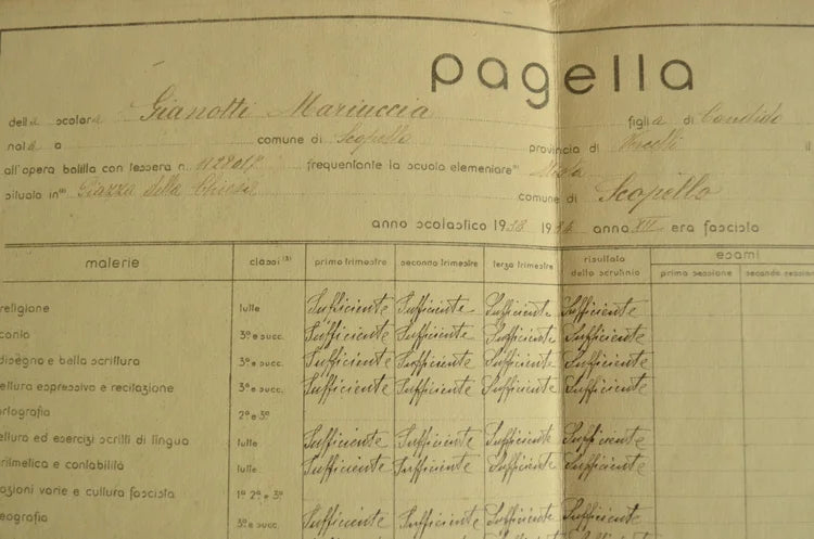 2 Balilla Report Cards Vercelli Borgosesia 1932-1933-1934