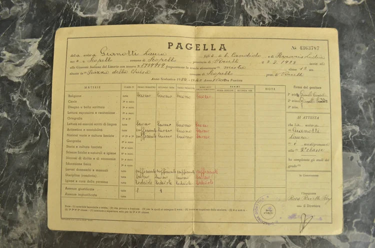 3 Balilla Varallo Report Cards 1939-1940-1941-1943-1944