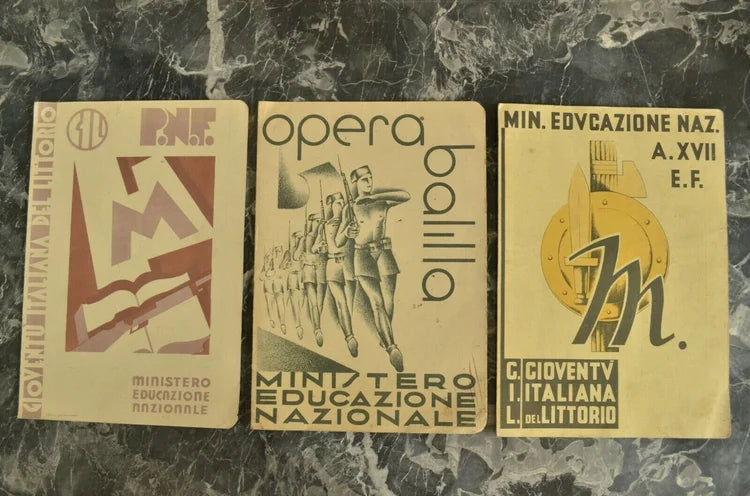 3 pagelle Balilla Vercelli 1936 1937 1938 1939