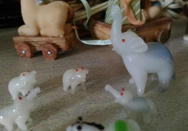 Lotto 7 Animaletti in Ceramica Cinese Vintage Elefanti Gatto Cavallo