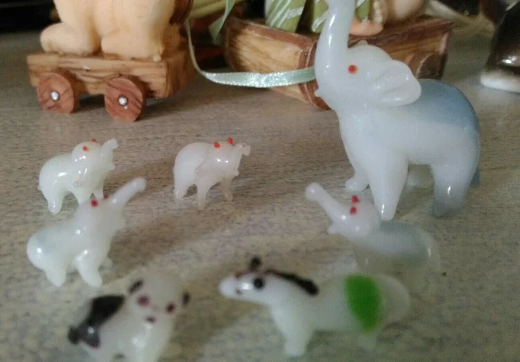 Lotto 7 Animaletti in Ceramica Cinese Vintage Elefanti Gatto Cavallo
