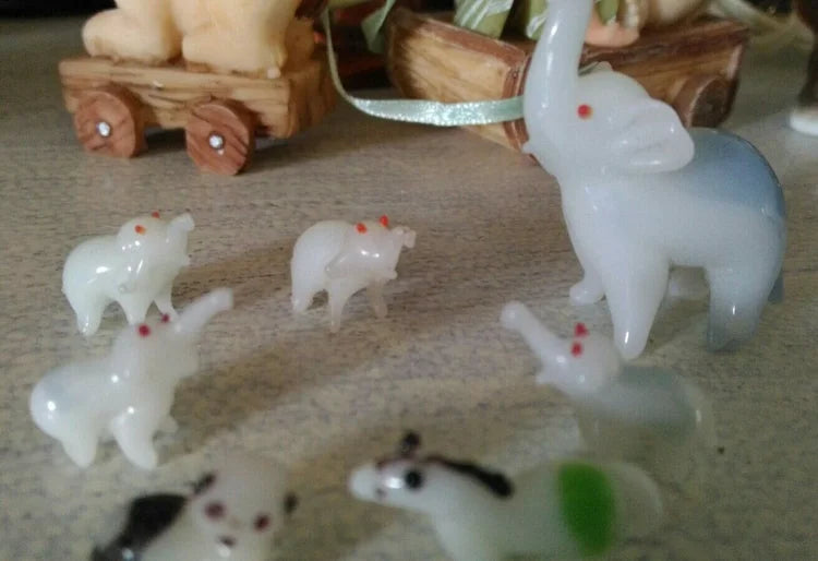 Lotto 7 Animaletti in Ceramica Cinese Vintage Elefanti Gatto Cavallo