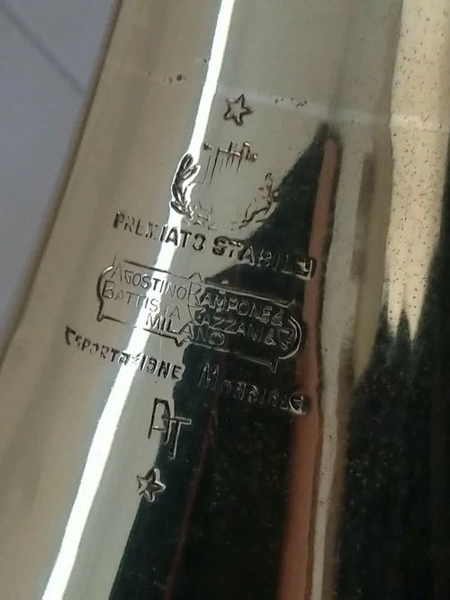 Rampone & Cazzani Milano Antico Corno Ottone Argento 3 Valvole Musica Strumento