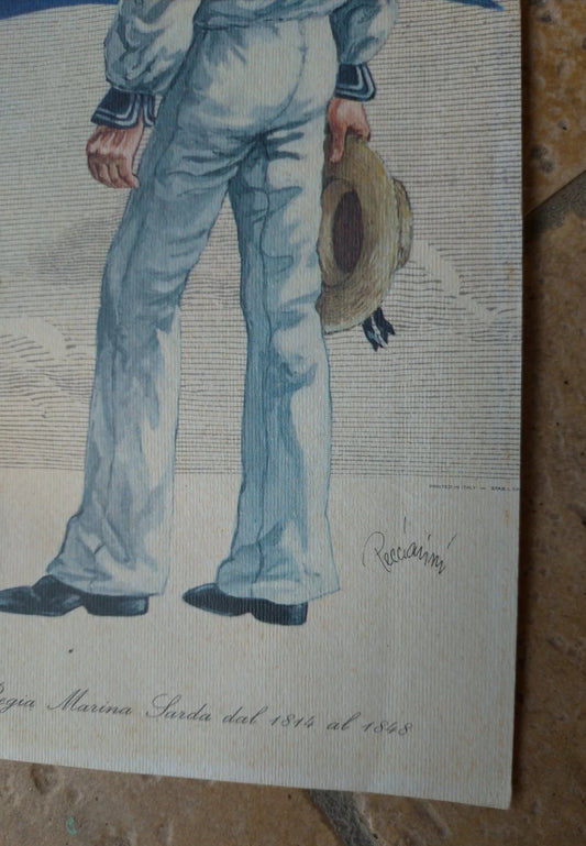 Regia Marina Sarda 1814 1848 Bandiera Sottotenente di Vascello 34 x 34 cm