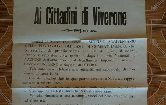 VIVERONE 27 28 Marzo 1926 DUCE MATTEOTTI RE FASCI DI COMBATTIMENTO