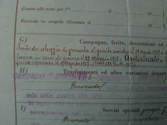 2° RGT GRANATIERI di SARDEGNA CARSO Quota 241 Ferito IVREA Regio Esercito
