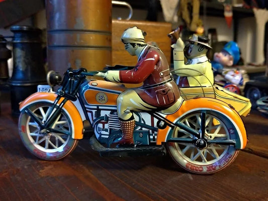 PAYA Vintage Tinplate Collection Toy Sidecar Motorcycle Limited Giocattolo Latta