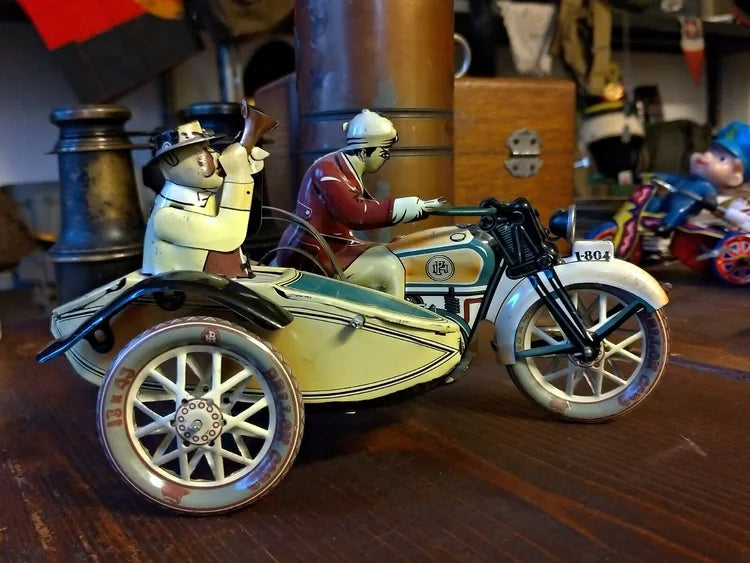 PAYA Vintage Tinplate Collection Toy Sidecar Motorcycle Limited Giocattolo Latta