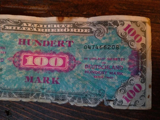 1944 ALLIIERTE MILITÄRBEHÖRDE 100 Mark Banconota Tedesca