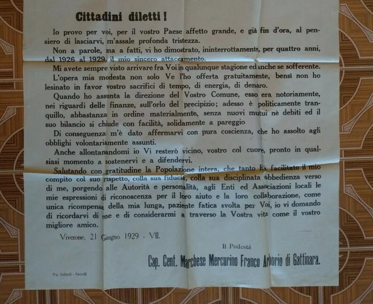 VIVERONE 21 GIUGNO 1929 DUCE MATTEOTTI