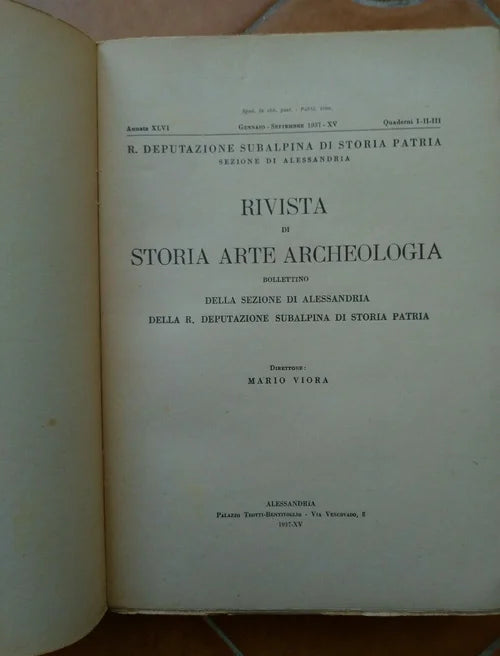 STORIA ARTE ARCHEOLOGIA ALESSANDRIA 1937 XV ITALIA FASCISTA