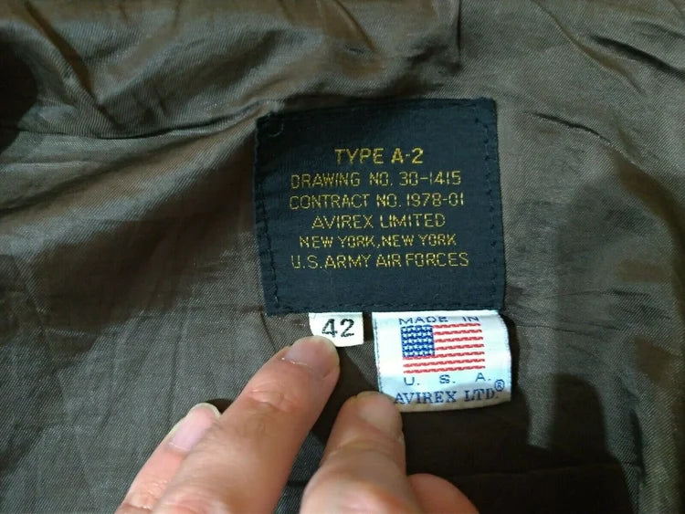 TYPE A-2 AVIREX US ARMY AIR FORCES TG 42 TOP GUN