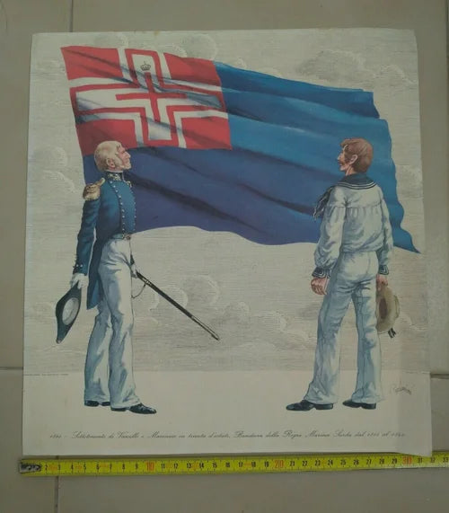 Regia Marina Sarda 1840 Sottotenente di Vascello Marinaio Bandiera 1814 1848
