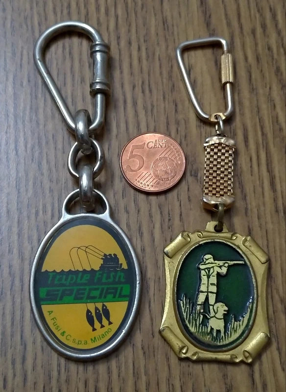 Portachiavi Vintage in Metallo Caccia e Pesca