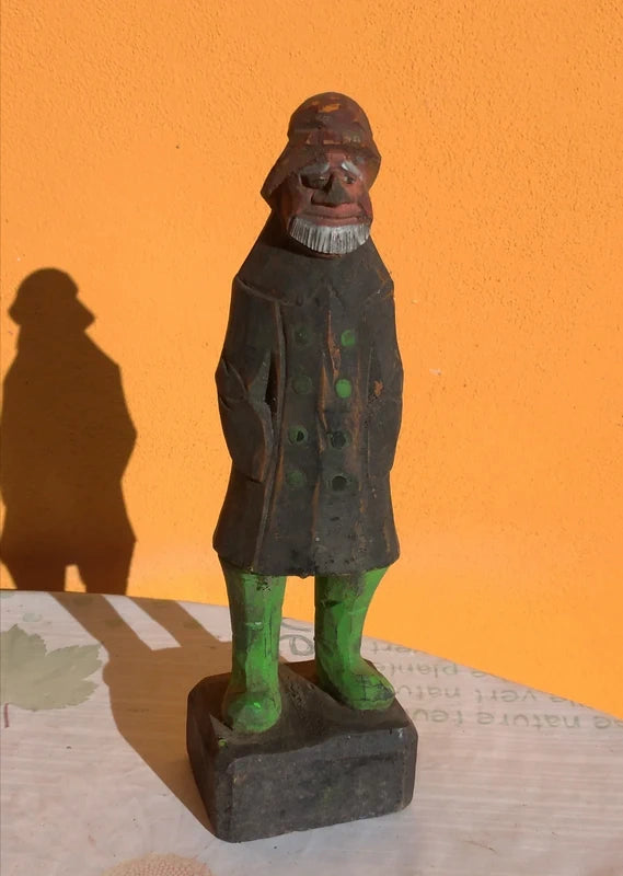 Scultura in Legno Vintage Pescatore
