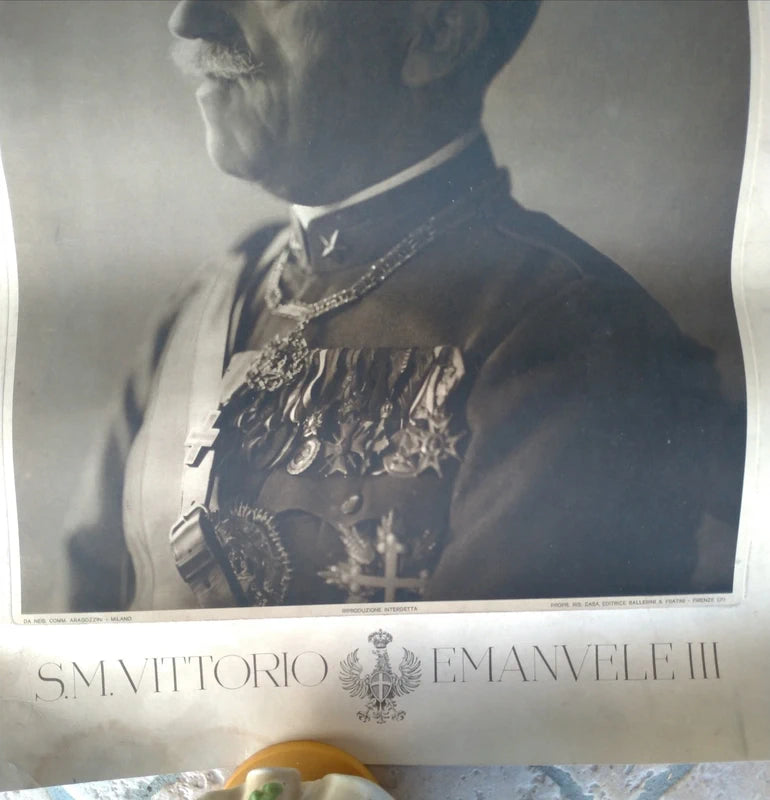 Vittorio Emanuele III di Savoia Re d'Italia 1900 - 1946 Ritratto 46 x 35 cm