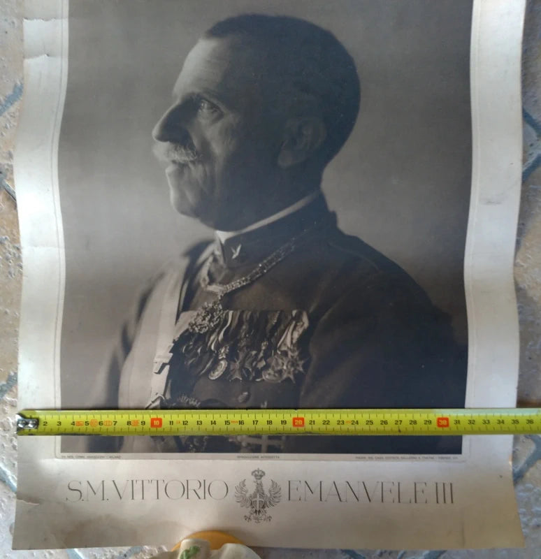 Vittorio Emanuele III di Savoia Re d'Italia 1900 - 1946 Ritratto 46 x 35 cm