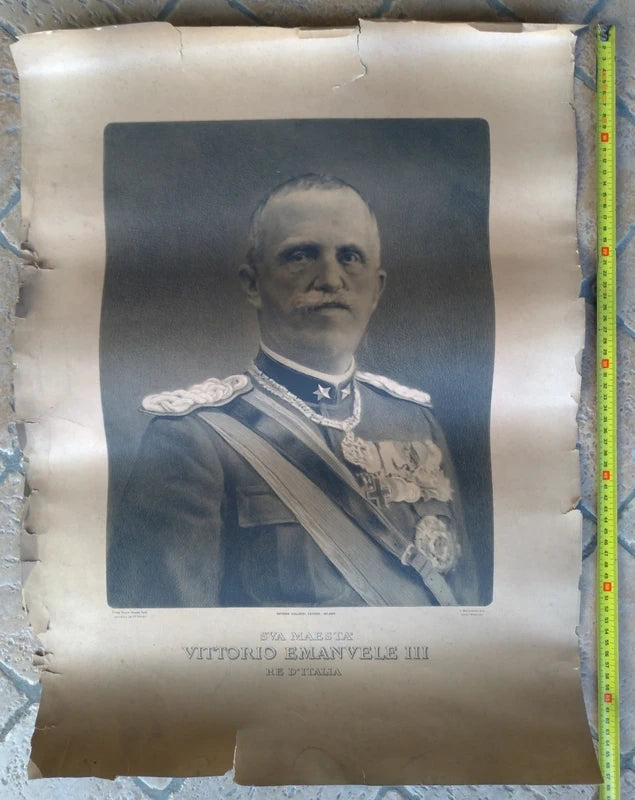 Vittorio Emanuele III di Savoia re d'Italia 1900-1946 Ritratto 67x50 Foto Stampa