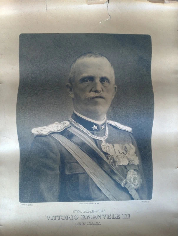 Vittorio Emanuele III di Savoia re d'Italia 1900-1946 Ritratto 67x50 Foto Stampa