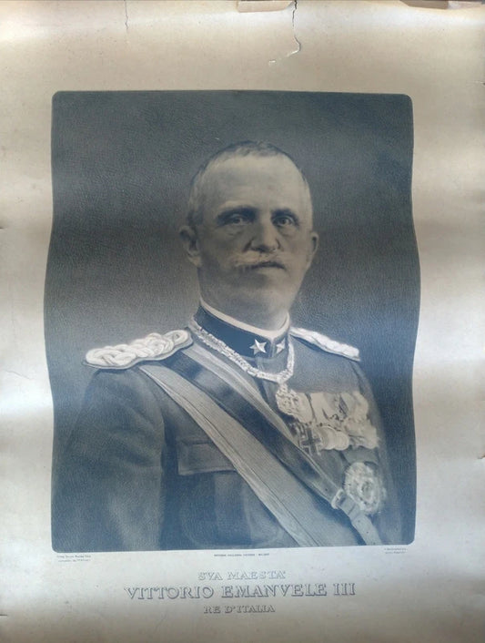 Vittorio Emanuele III di Savoia re d'Italia 1900-1946 Ritratto 67x50 Foto Stampa