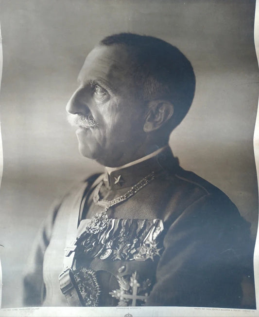 Vittorio Emanuele III di Savoia re d'Italia 1900-1946 Ritratto 69x70 Foto Stampa