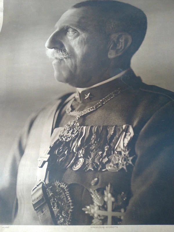 Vittorio Emanuele III di Savoia re d'Italia 1900-1946 Ritratto 69x70 Foto Stampa