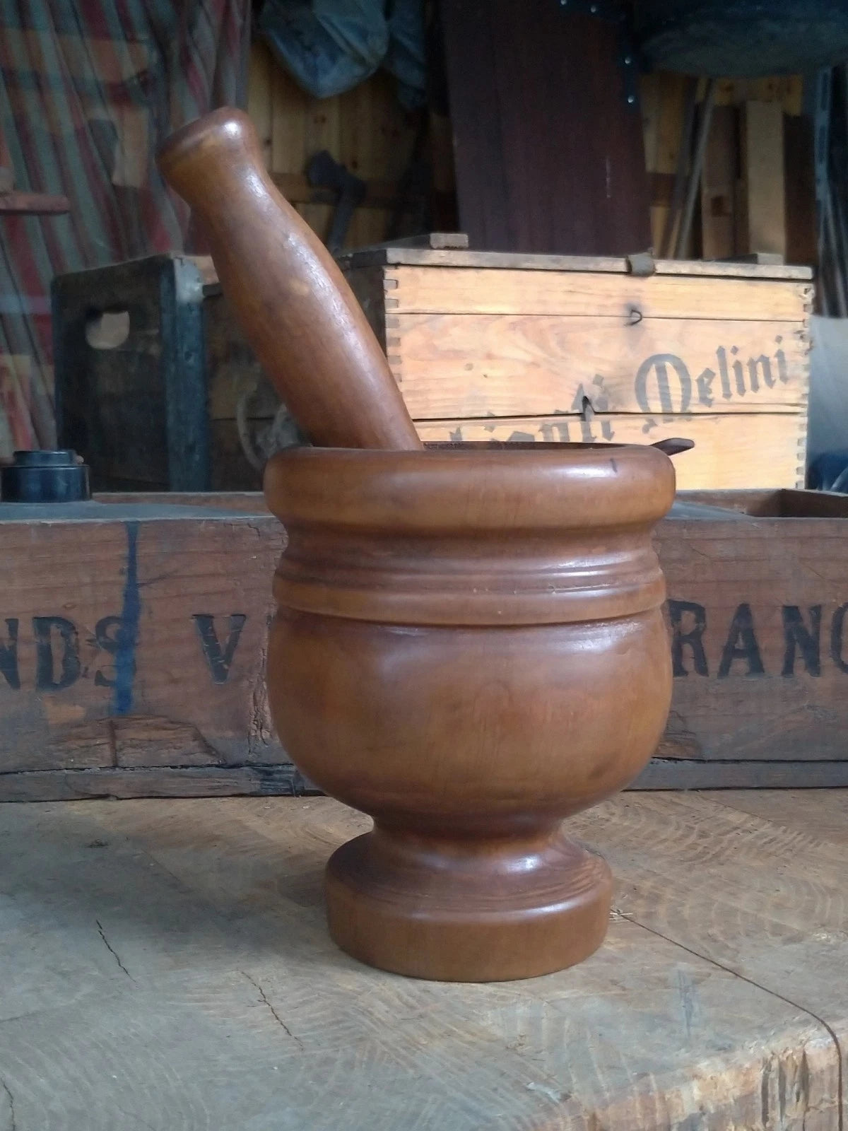 Mortaio Pestello Vintage in Legno