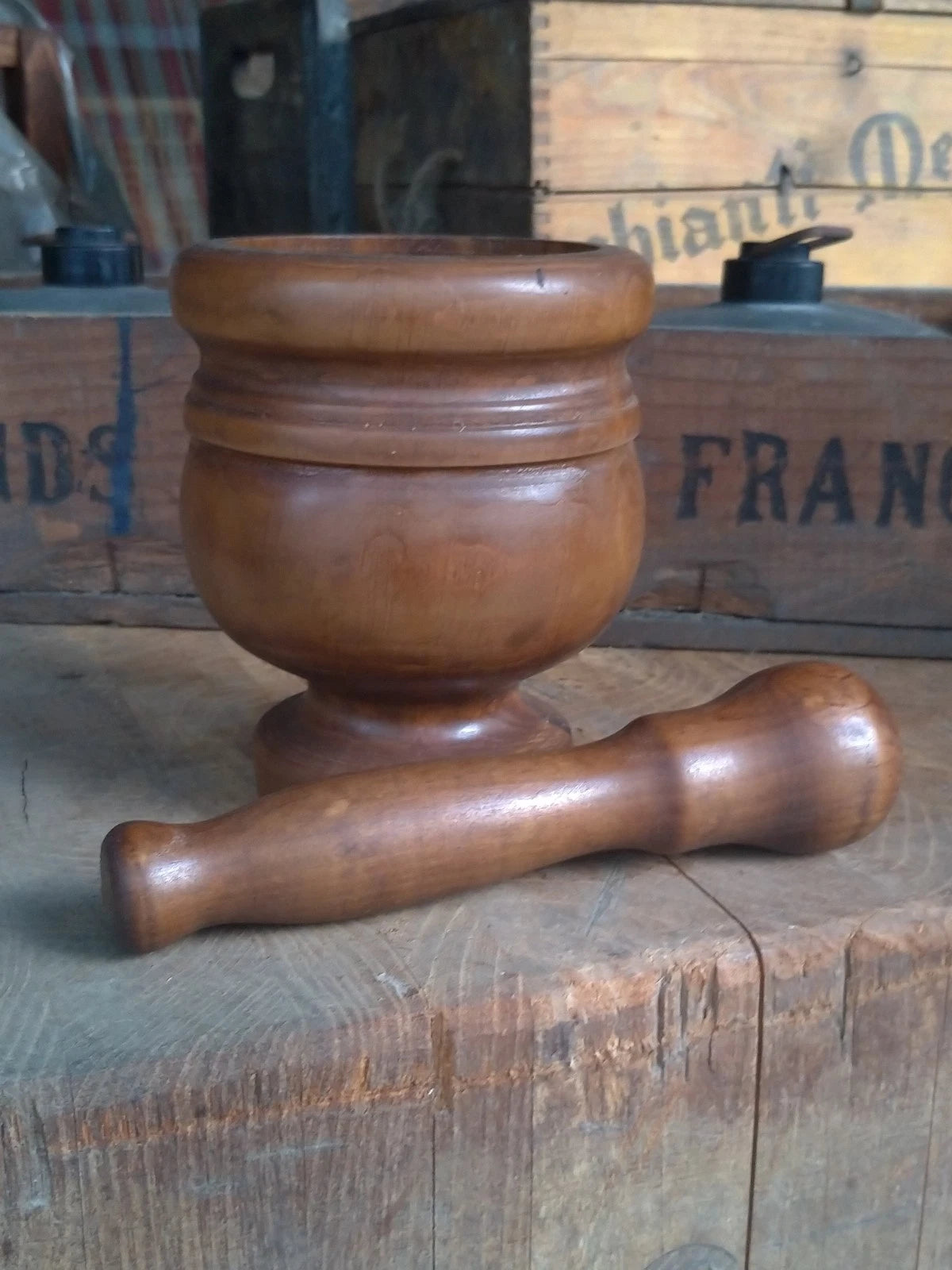 Mortaio Pestello Vintage in Legno