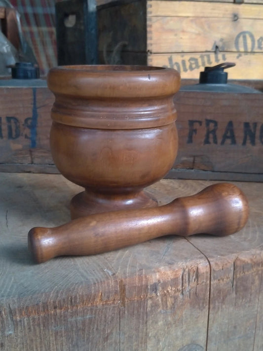 Mortaio Pestello Vintage in Legno