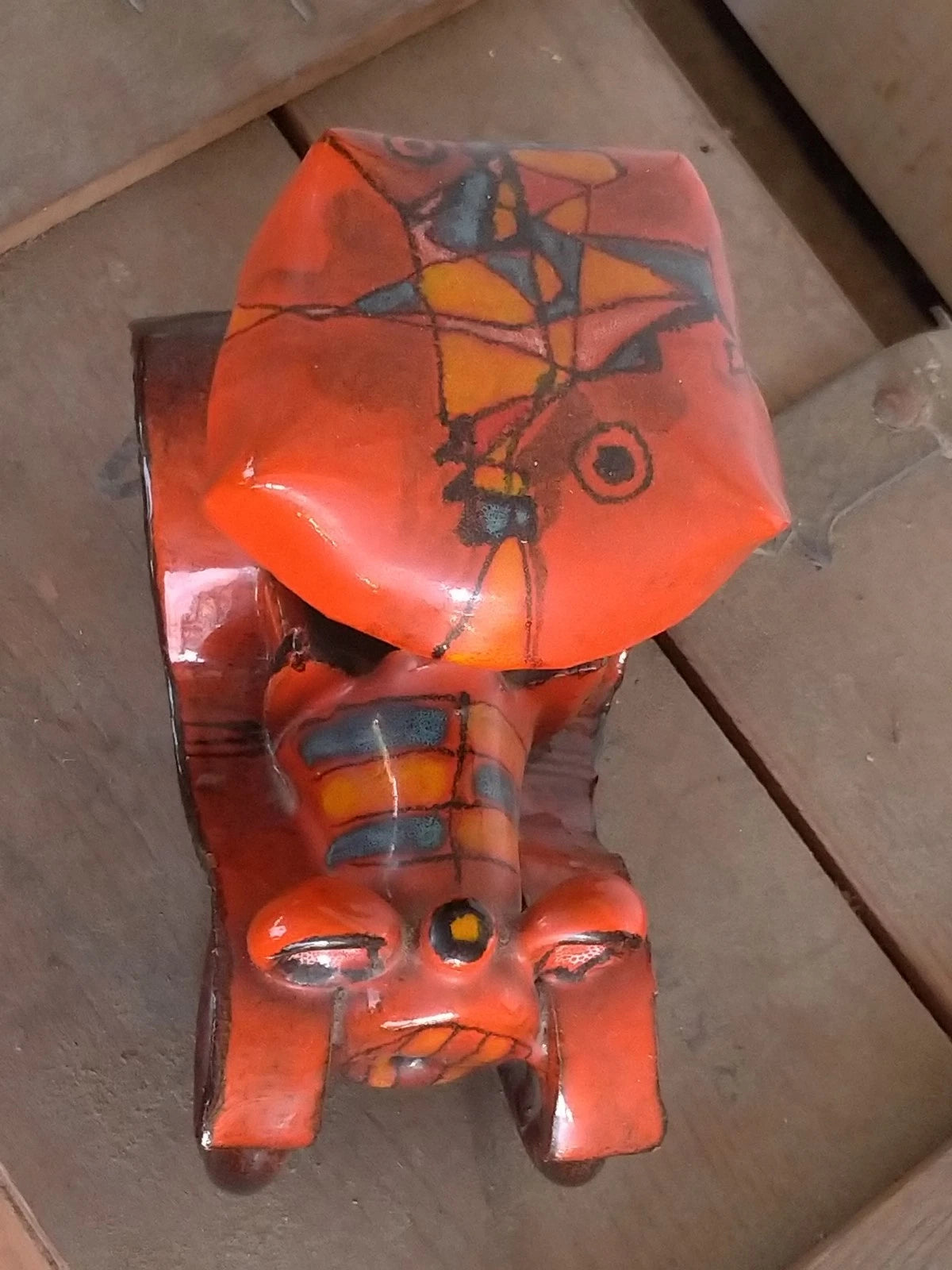 Verzolini Majolica 1970s Scultura Ceramica Policroma Macchinina Macchina Auto