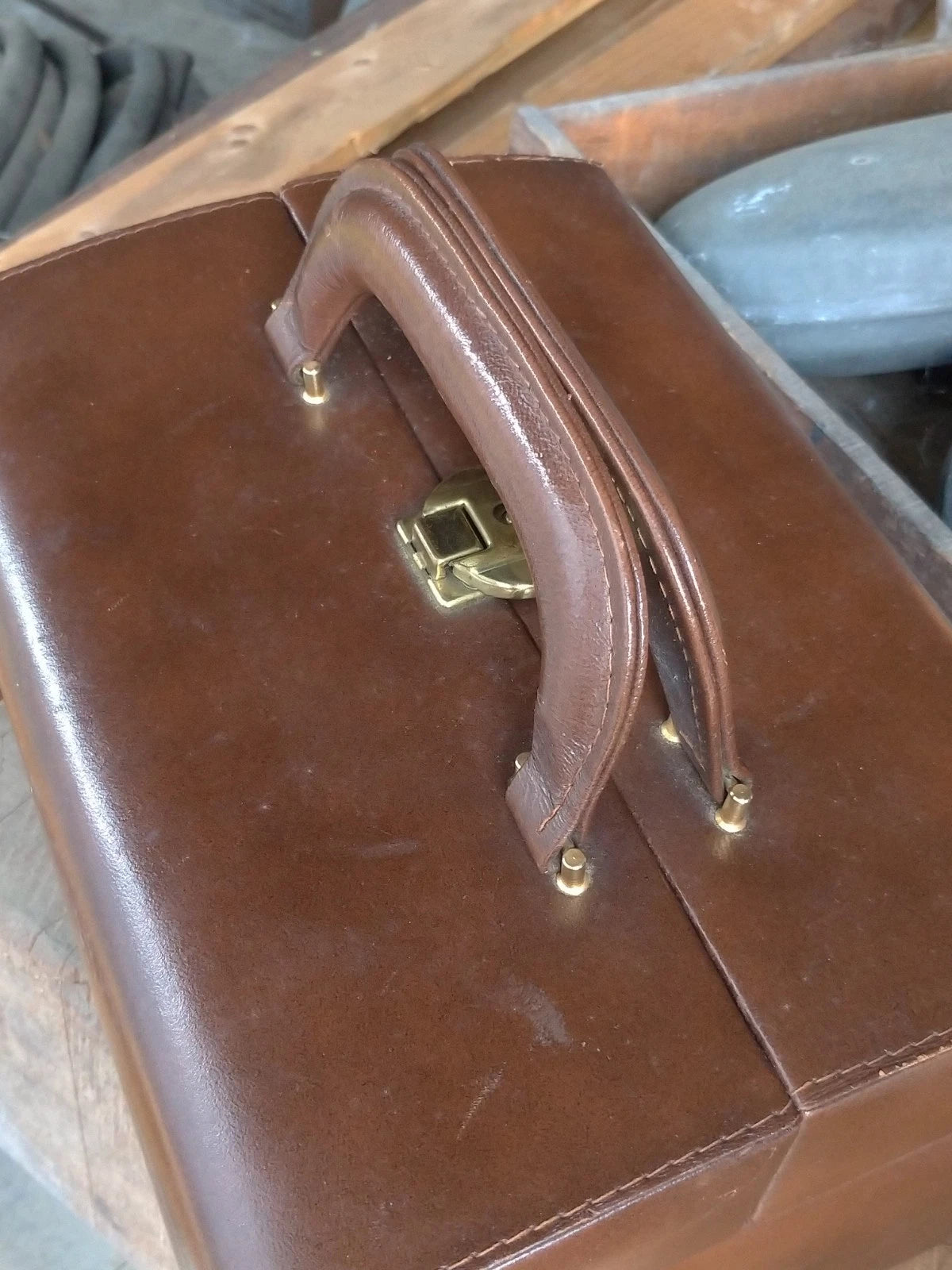 Beauty Case Borsa Vintage Vera Pelle Cognac