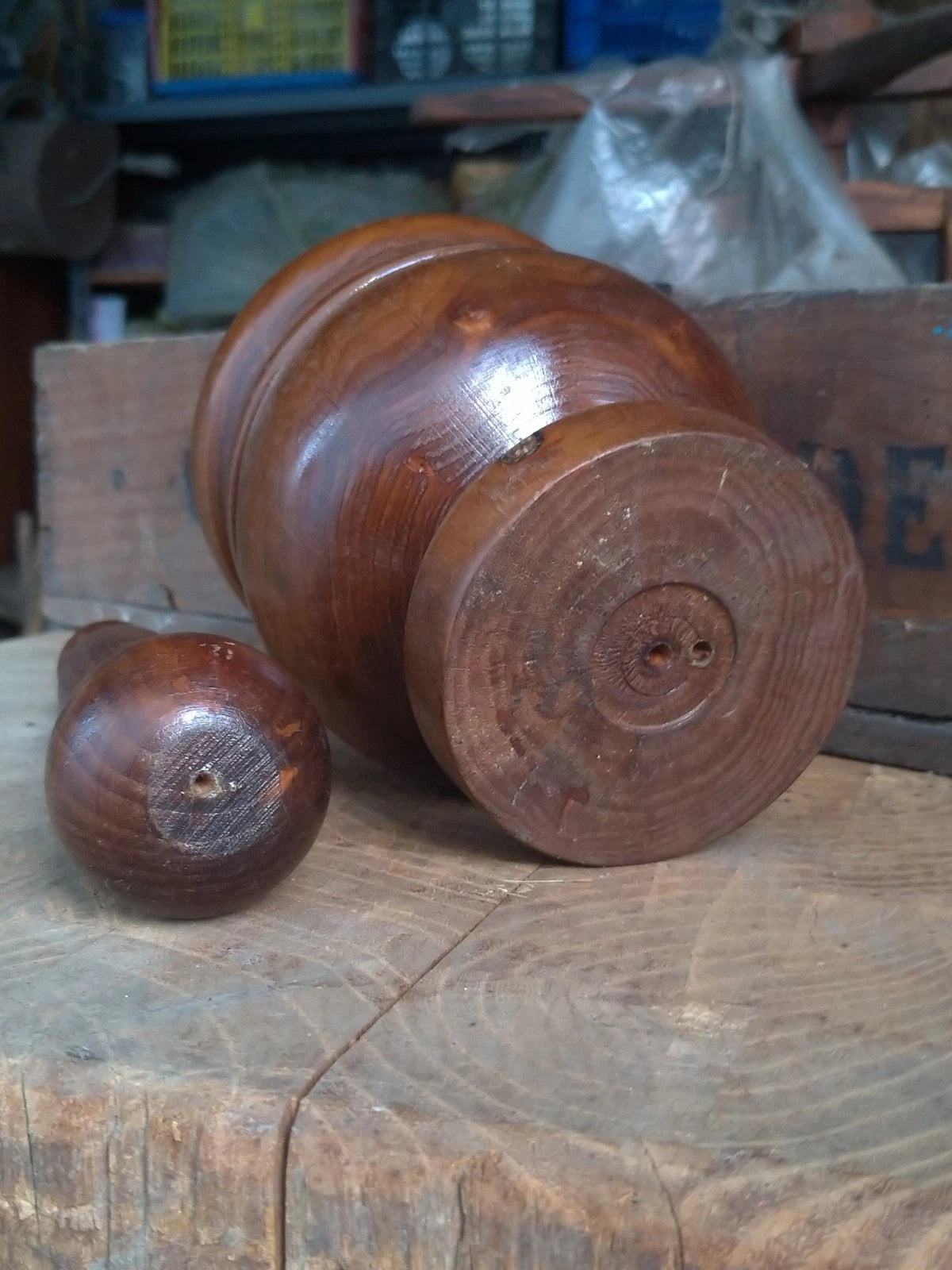 Mortaio Pestello Vintage in Legno