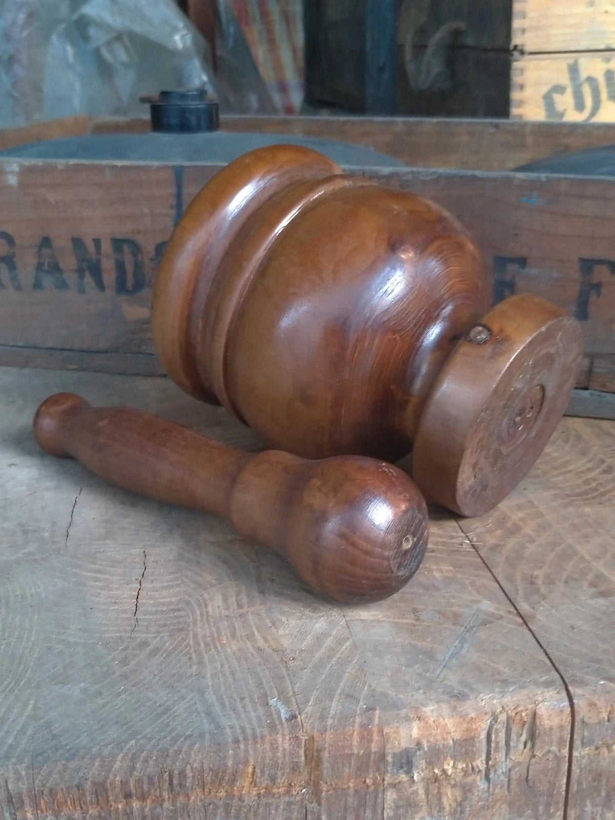Mortaio Pestello Vintage in Legno