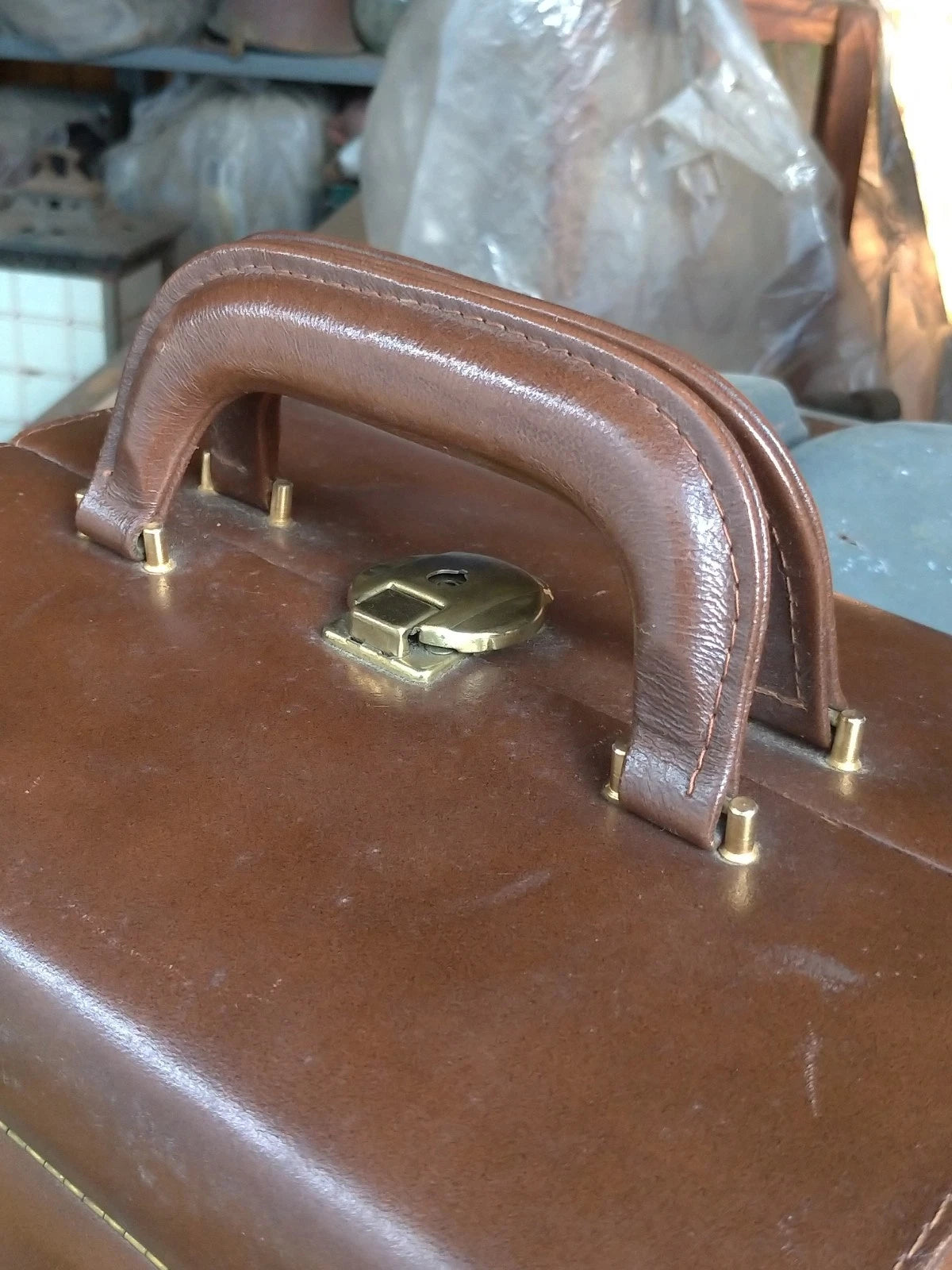 Beauty Case Borsa Vintage Vera Pelle Cognac