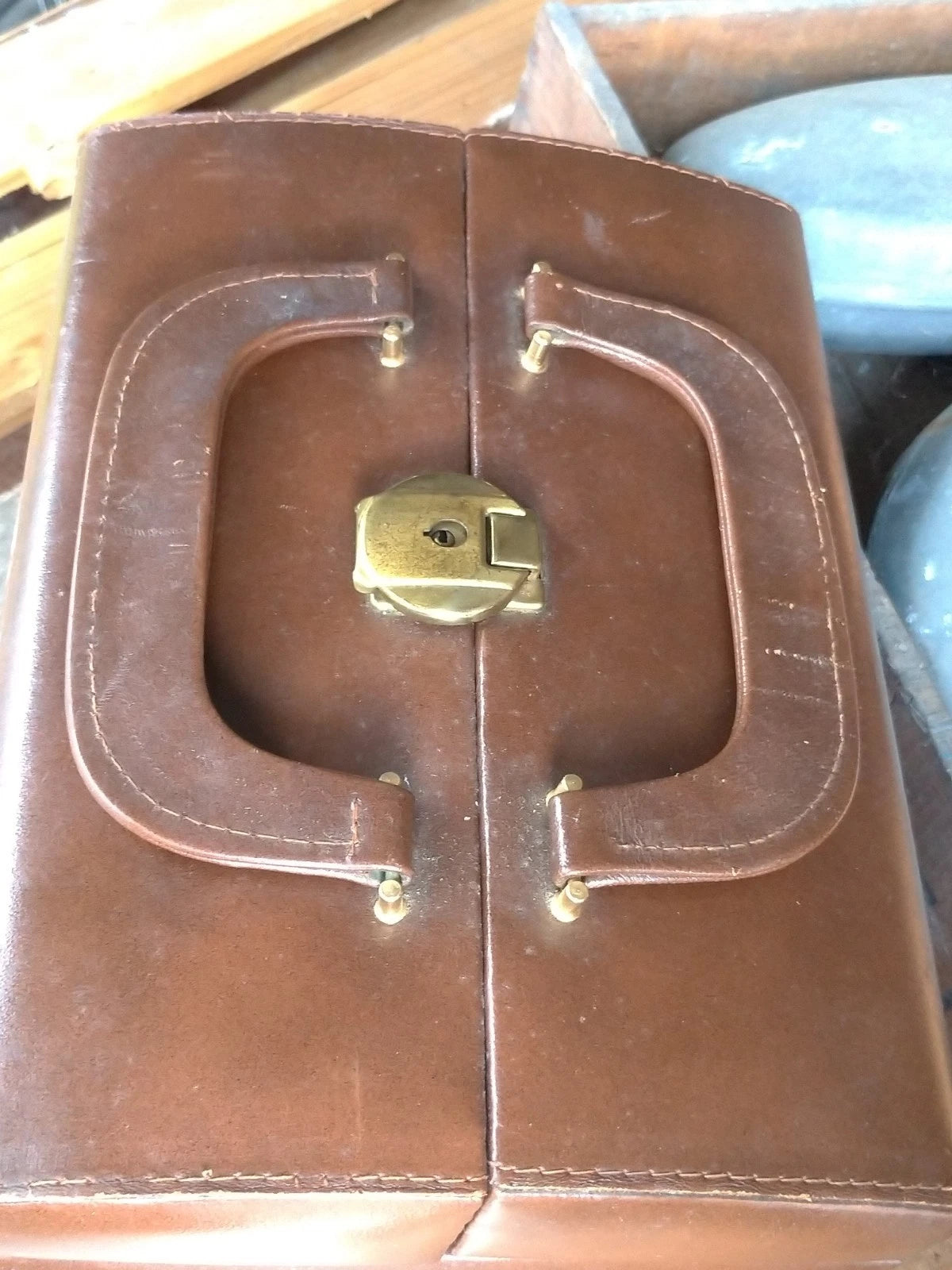 Beauty Case Borsa Vintage Vera Pelle Cognac