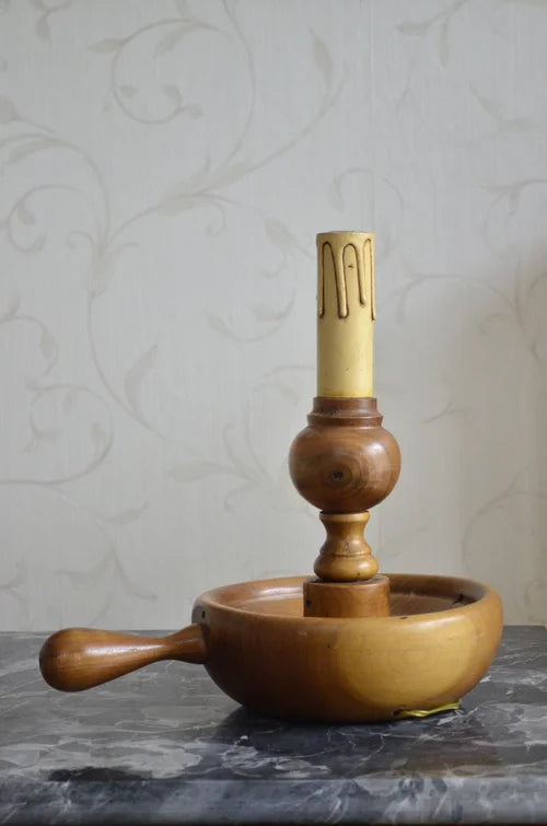 Lampada Vintage in legno candela