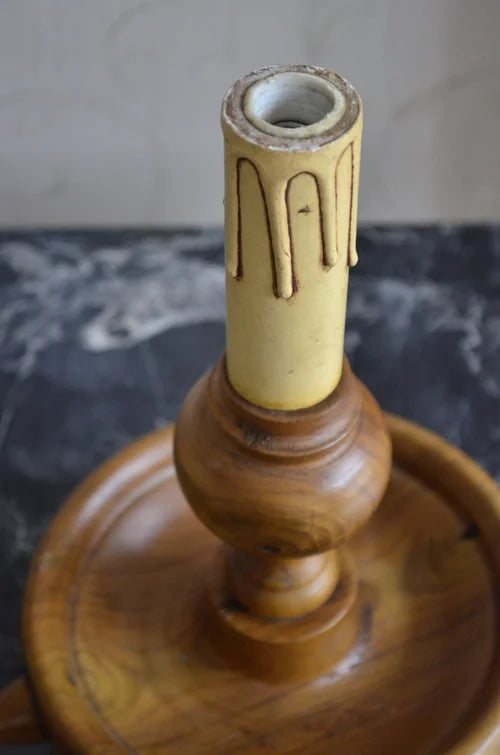 Lampada Vintage in legno candela