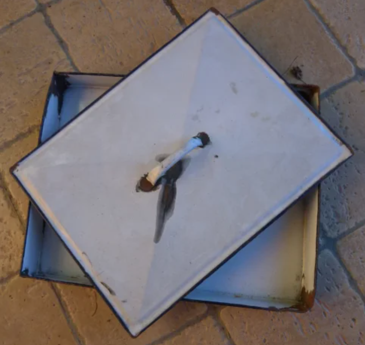Contenitore Medico Metallo Smaltato Bianco Vintage