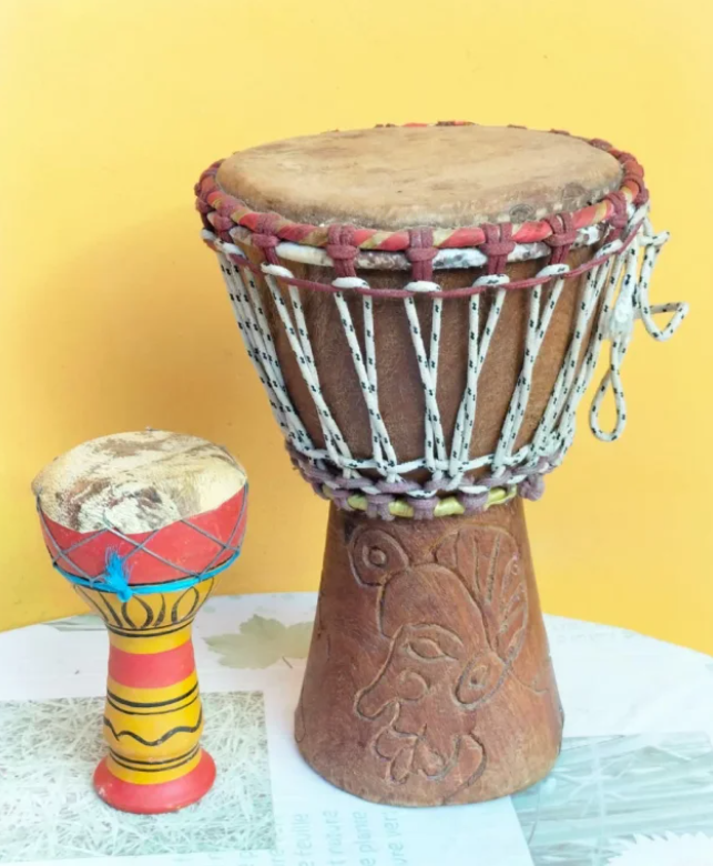 Bongo vintage legno terracotta coppia etnico