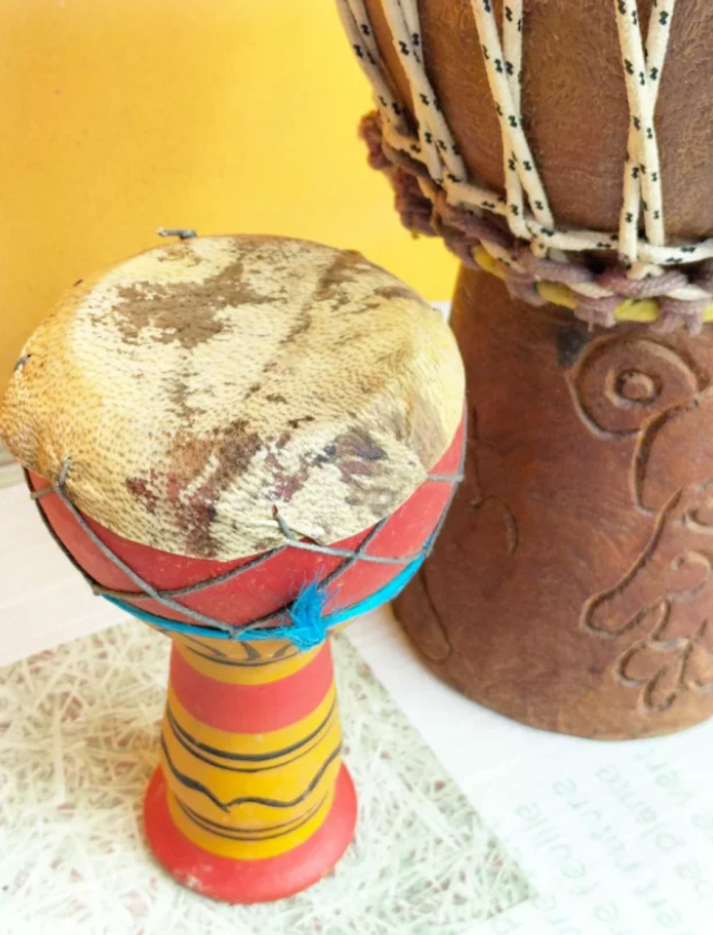 Bongo vintage legno terracotta coppia etnico