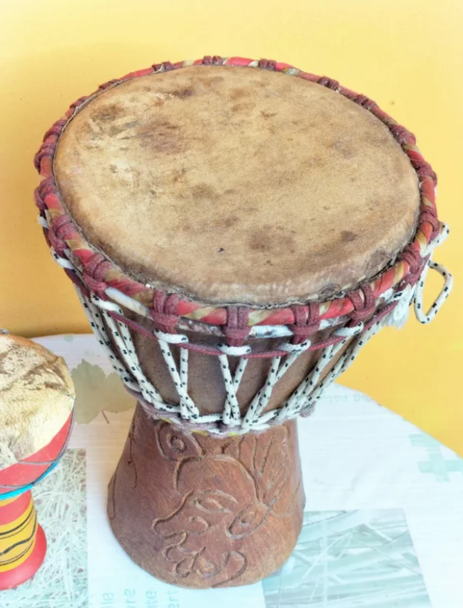 Bongo vintage legno terracotta coppia etnico