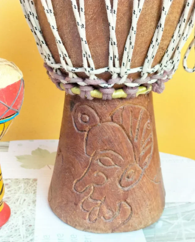 Bongo vintage legno terracotta coppia etnico