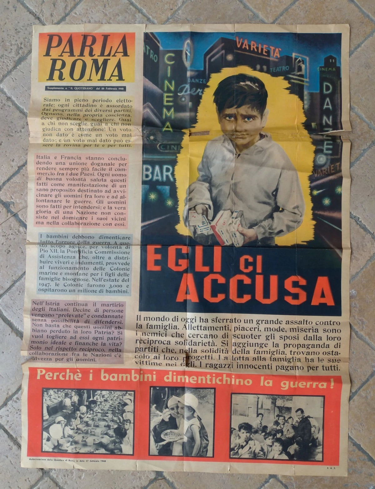 Manifesto 1948 - Parla Roma - Egli ci Accusa