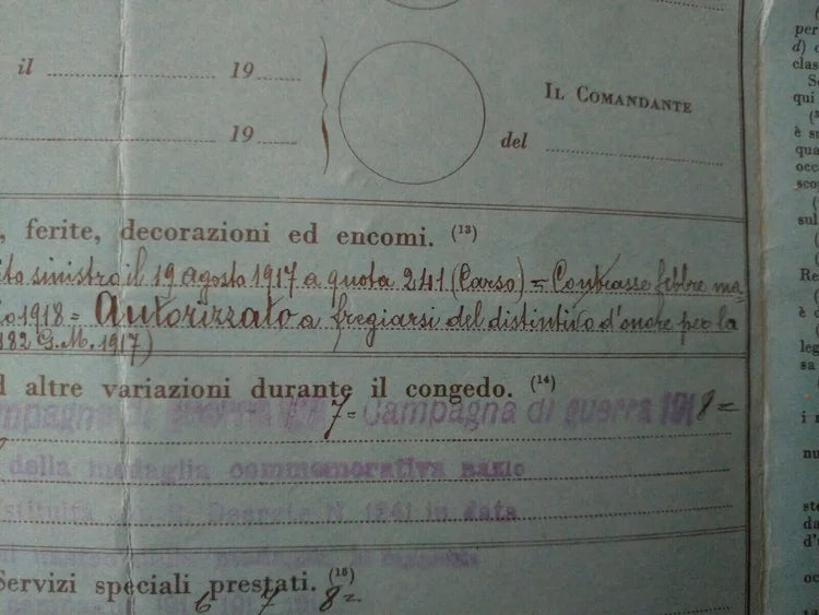2° RGT GRANATIERI di SARDEGNA CARSO Quota 241 Ferito IVREA Regio Esercito