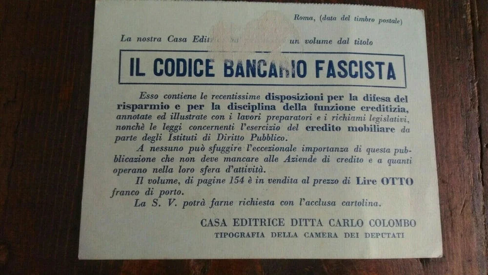 Codice Bancario Fascista