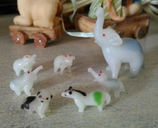 Lotto 7 Animaletti in Ceramica Cinese Vintage Elefanti Gatto Cavallo