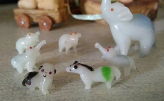 Lotto 7 Animaletti in Ceramica Cinese Vintage Elefanti Gatto Cavallo