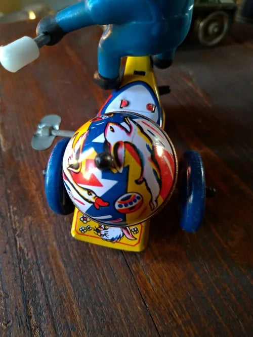 Police Tricycle Tin Wind-Up Clockwork Korean Mtu 1960s 1950s Working Bell Cop