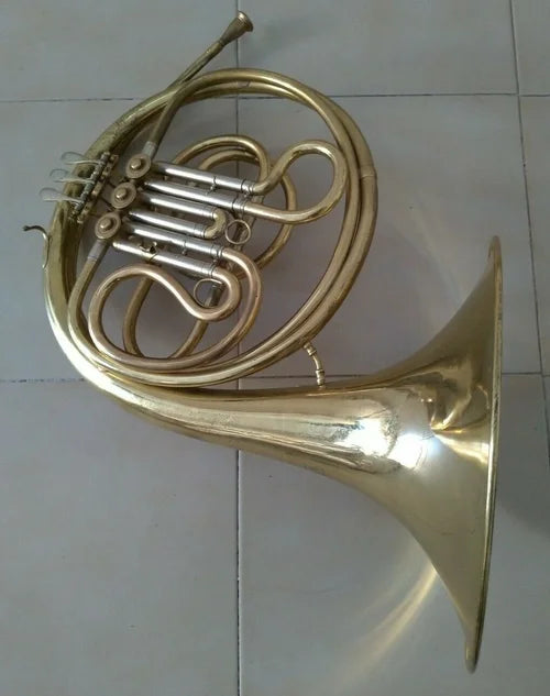 Rampone & Cazzani Milano Antico Corno Ottone Argento 3 Valvole Musica Strumento
